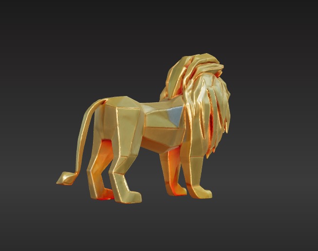 Low-Poly Lion Figurine 3D model_3