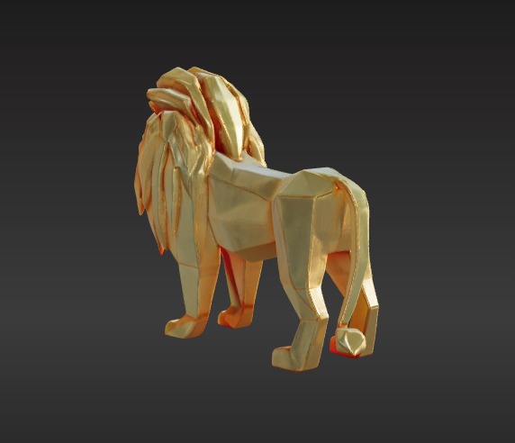 Low-Poly Lion Figurine 3D model_2