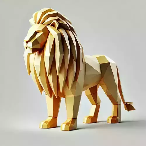 Low-Poly Lion Figurine 3D model