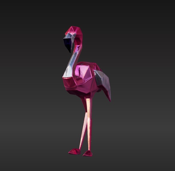 Low-Poly Flamingo 3D model_2