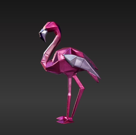 Low-Poly Flamingo 3D model_1
