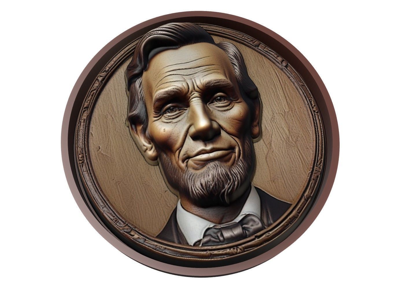 Abraham Lincoln Medallion 3D print model_1