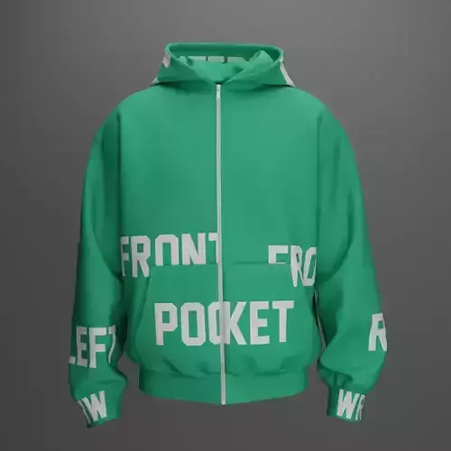 Hoodie with Zipper Mockup design Walking  and 360 Animation 4k 3D model