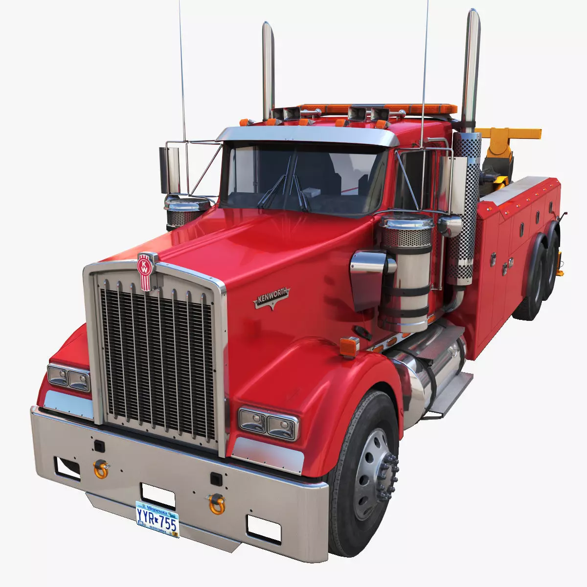 Kenworth W900 wrecker Low-poly 3D model