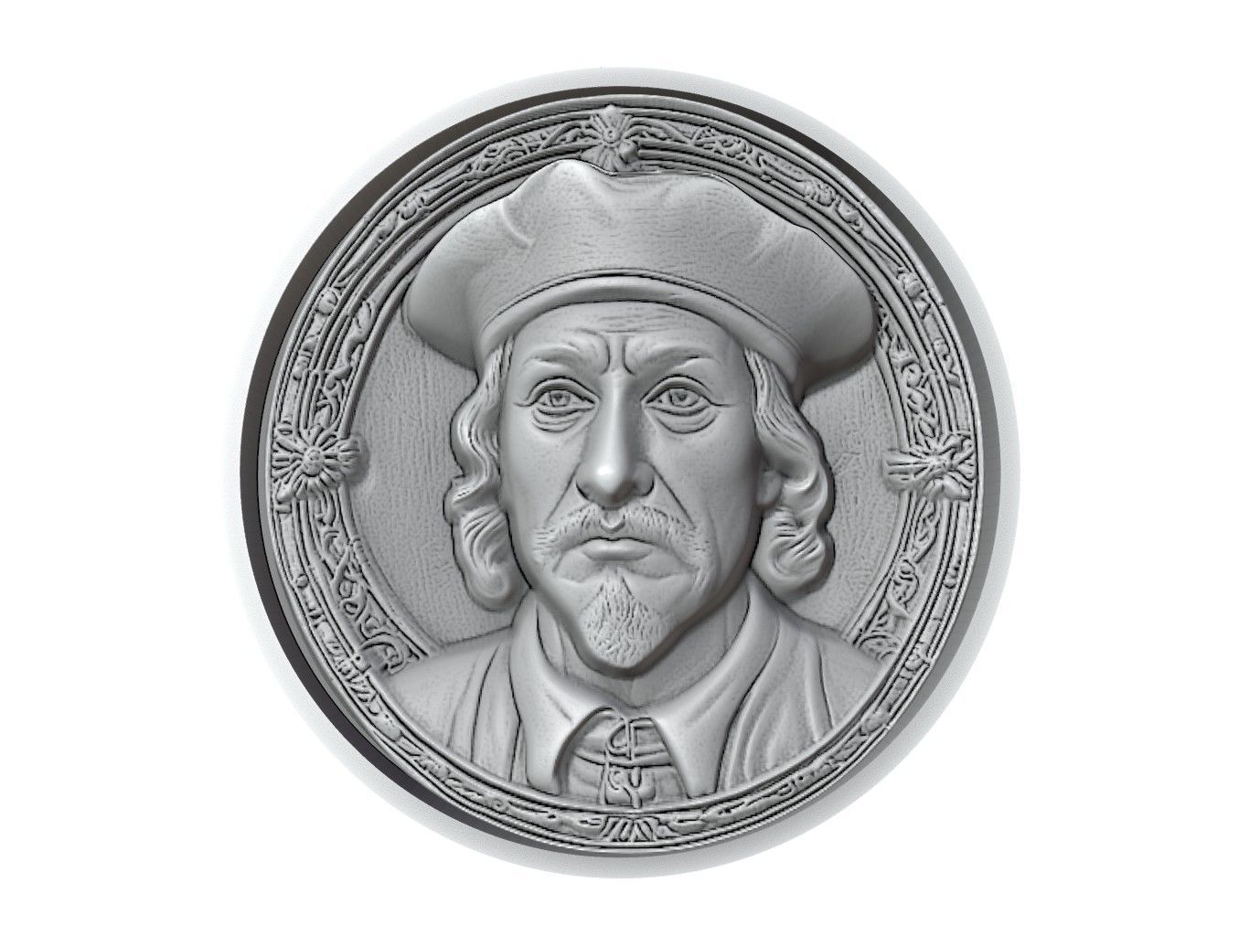 Hernan Cortes Medallion 3D print model_2