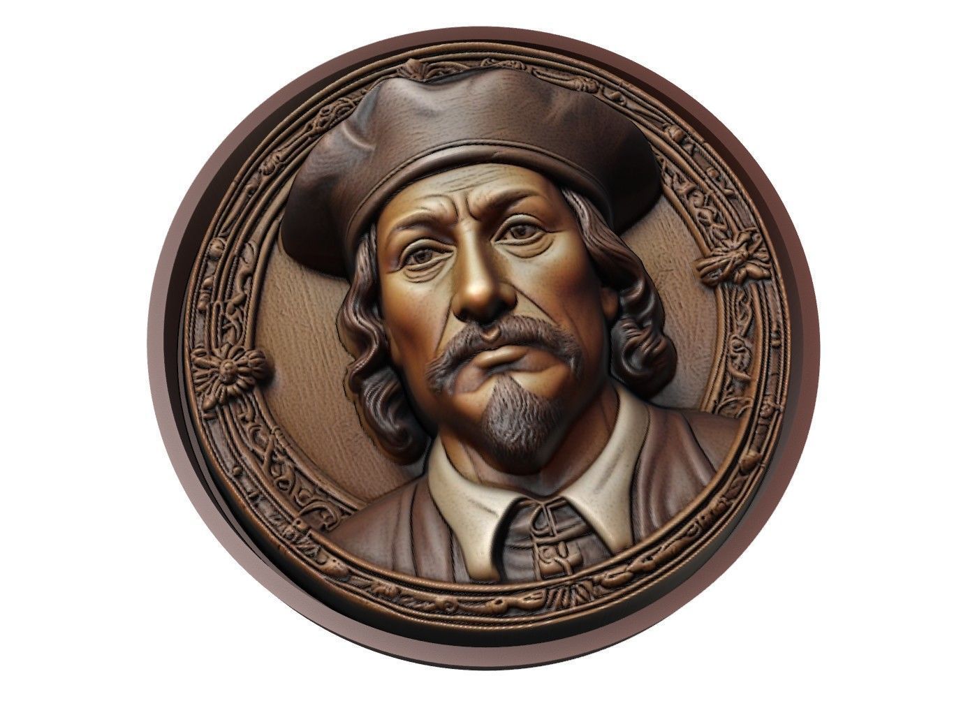 Hernan Cortes Medallion 3D print model_1