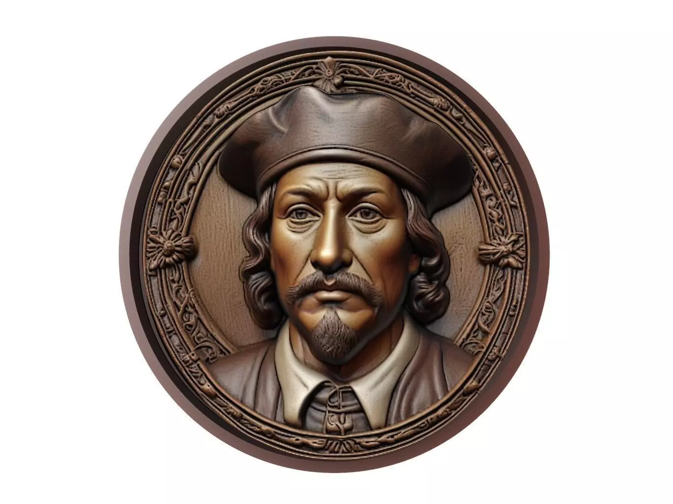 Hernan Cortes Medallion 3D print model_0