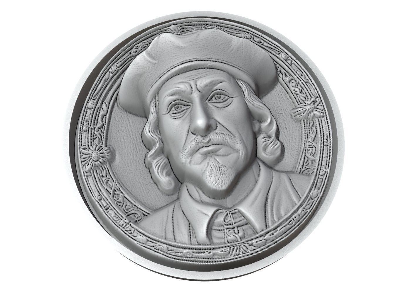 Hernan Cortes Medallion 3D print model_3