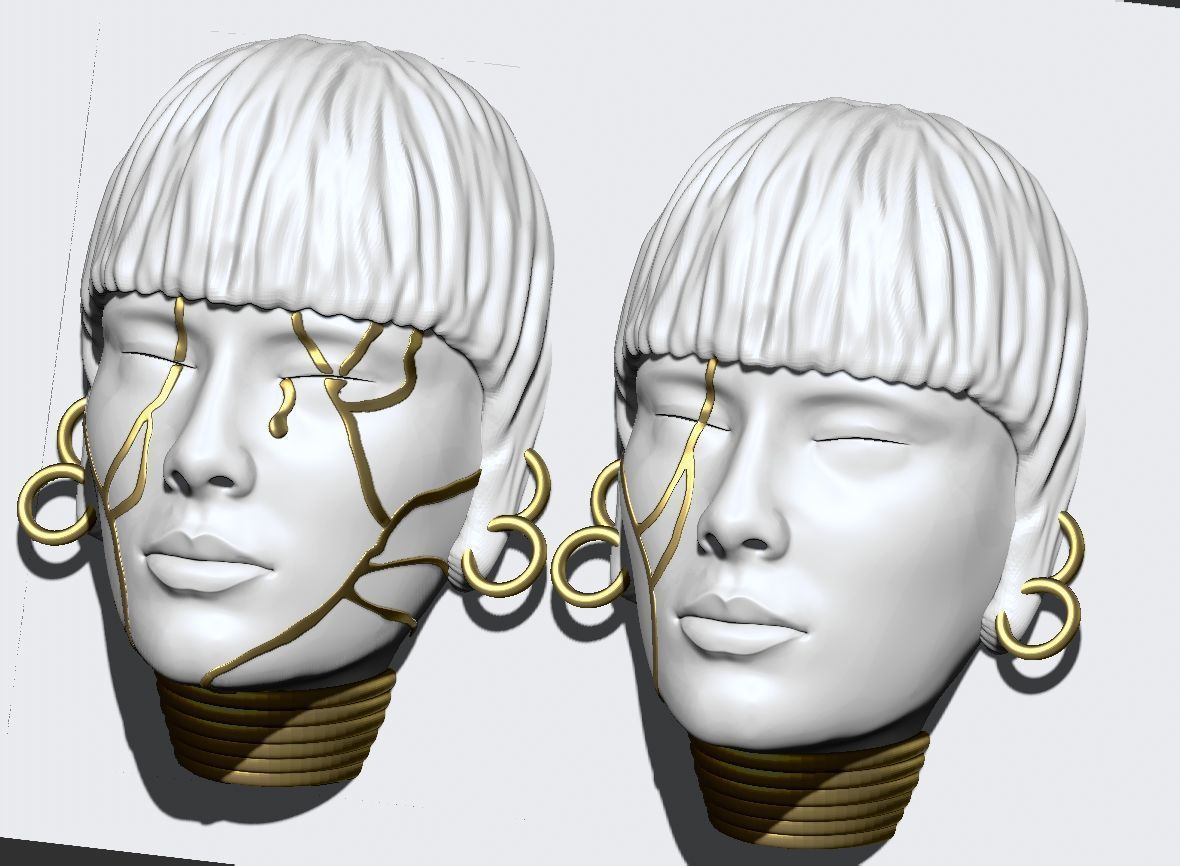 Girl face mask wall art 3D print model_7