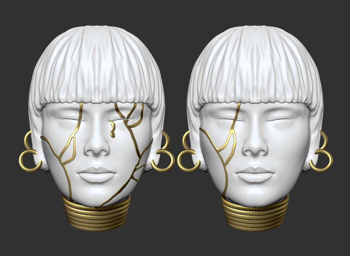 Girl face mask wall art 3D print model_1