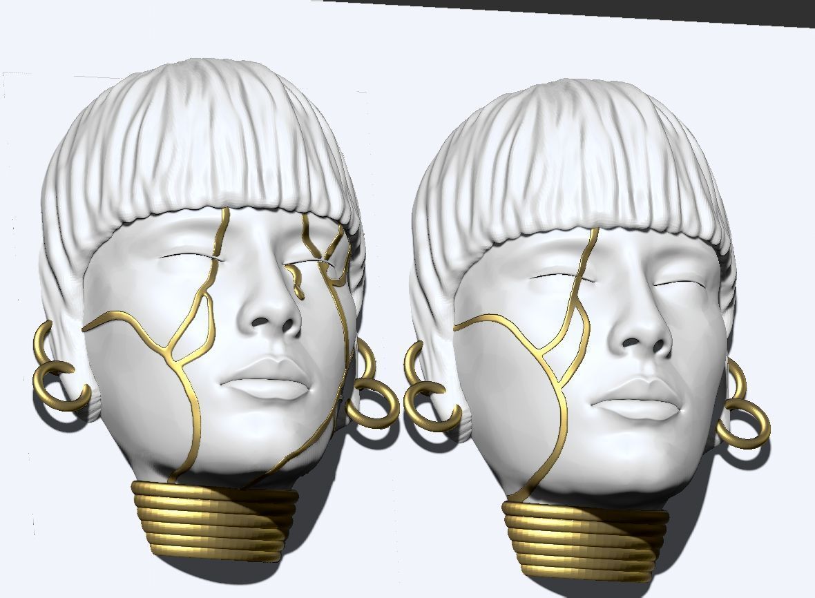 Girl face mask wall art 3D print model_8