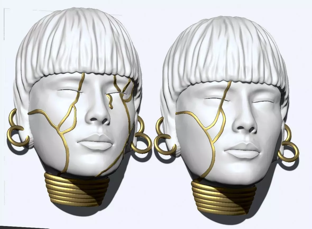 Girl face mask wall art 3D print model_0