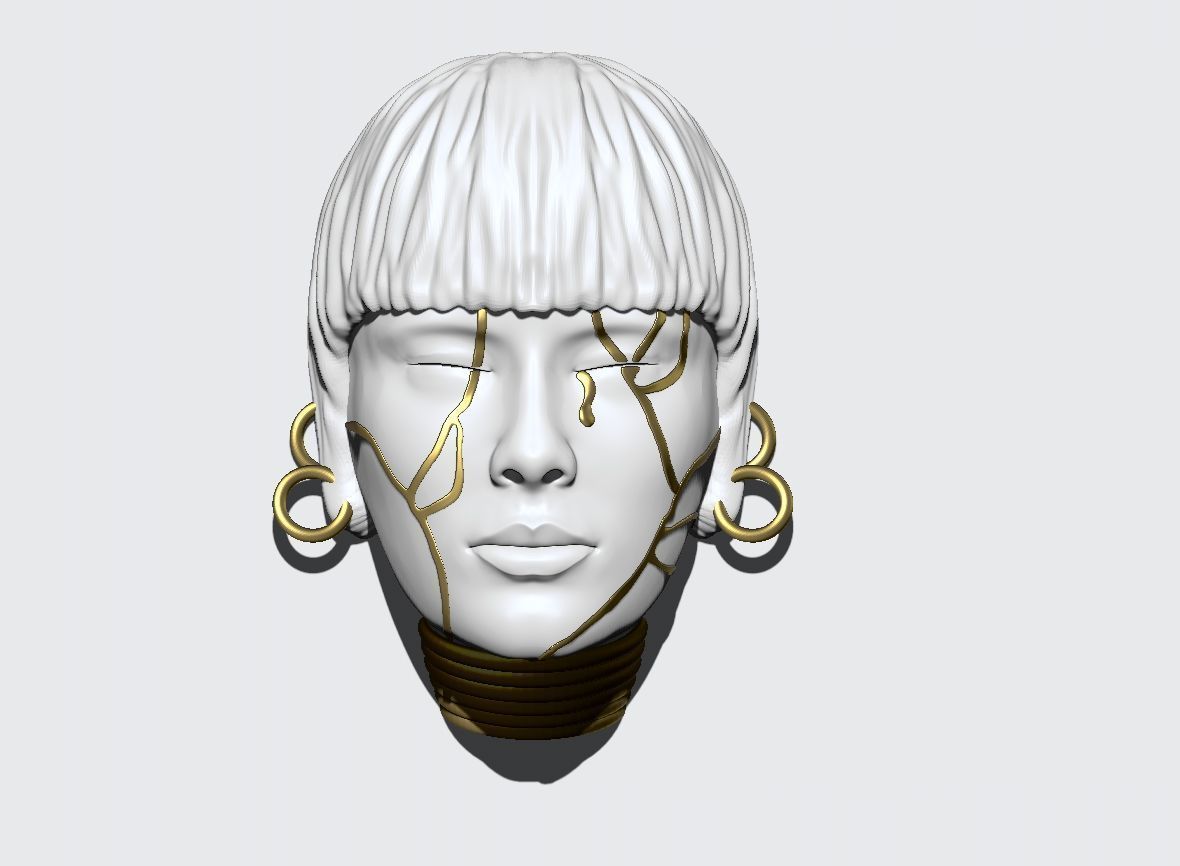 Girl face mask wall art 3D print model_2