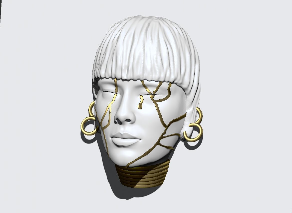 Girl face mask wall art 3D print model_6