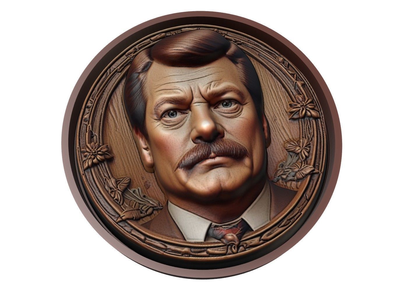 Ron Swanson Medallion 3D print model_1