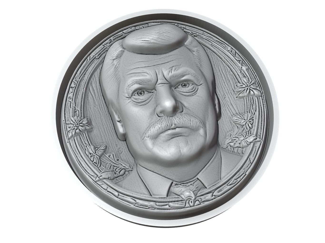 Ron Swanson Medallion 3D print model_3