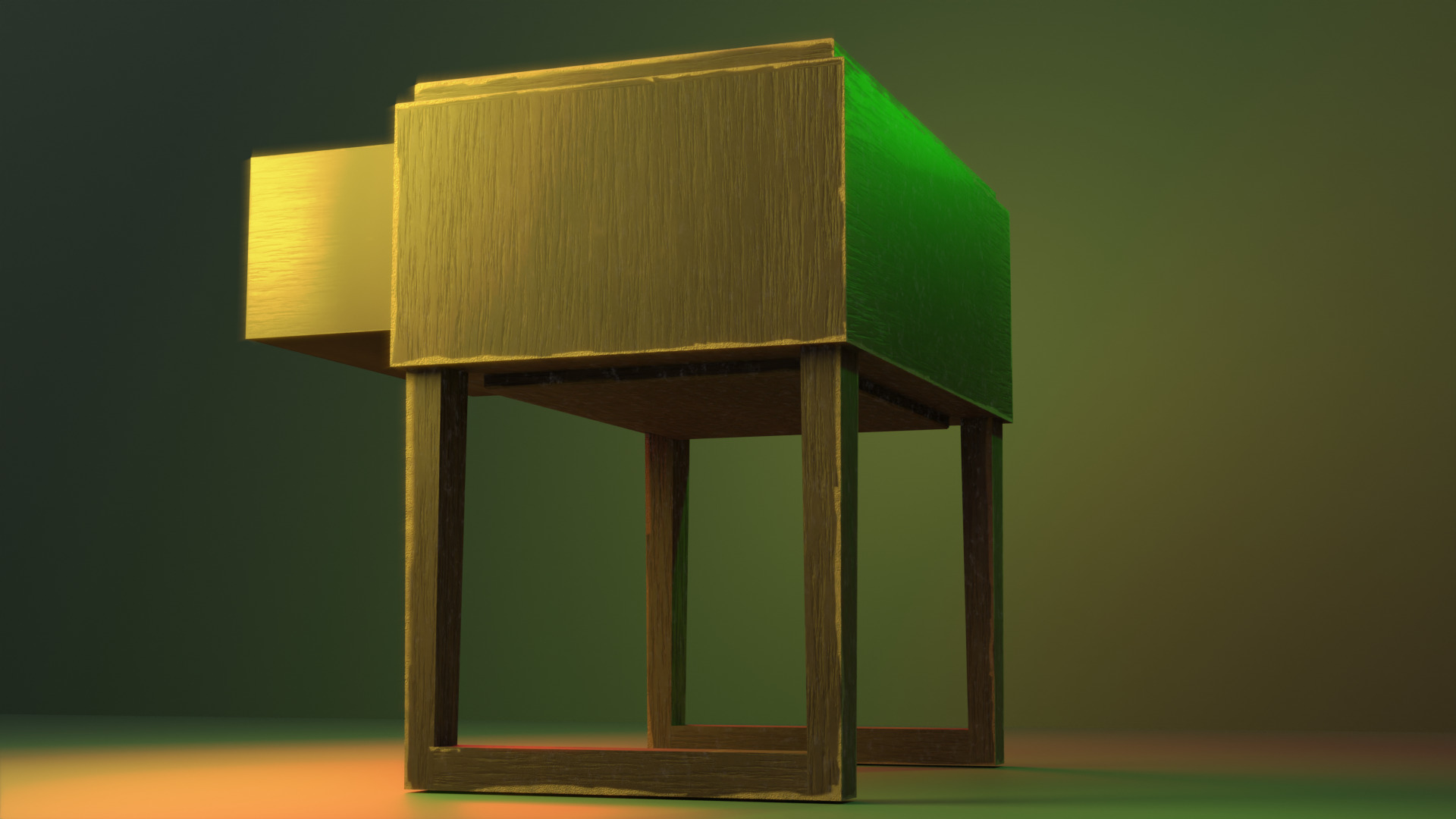 Wooden Nightstand 3D model_5