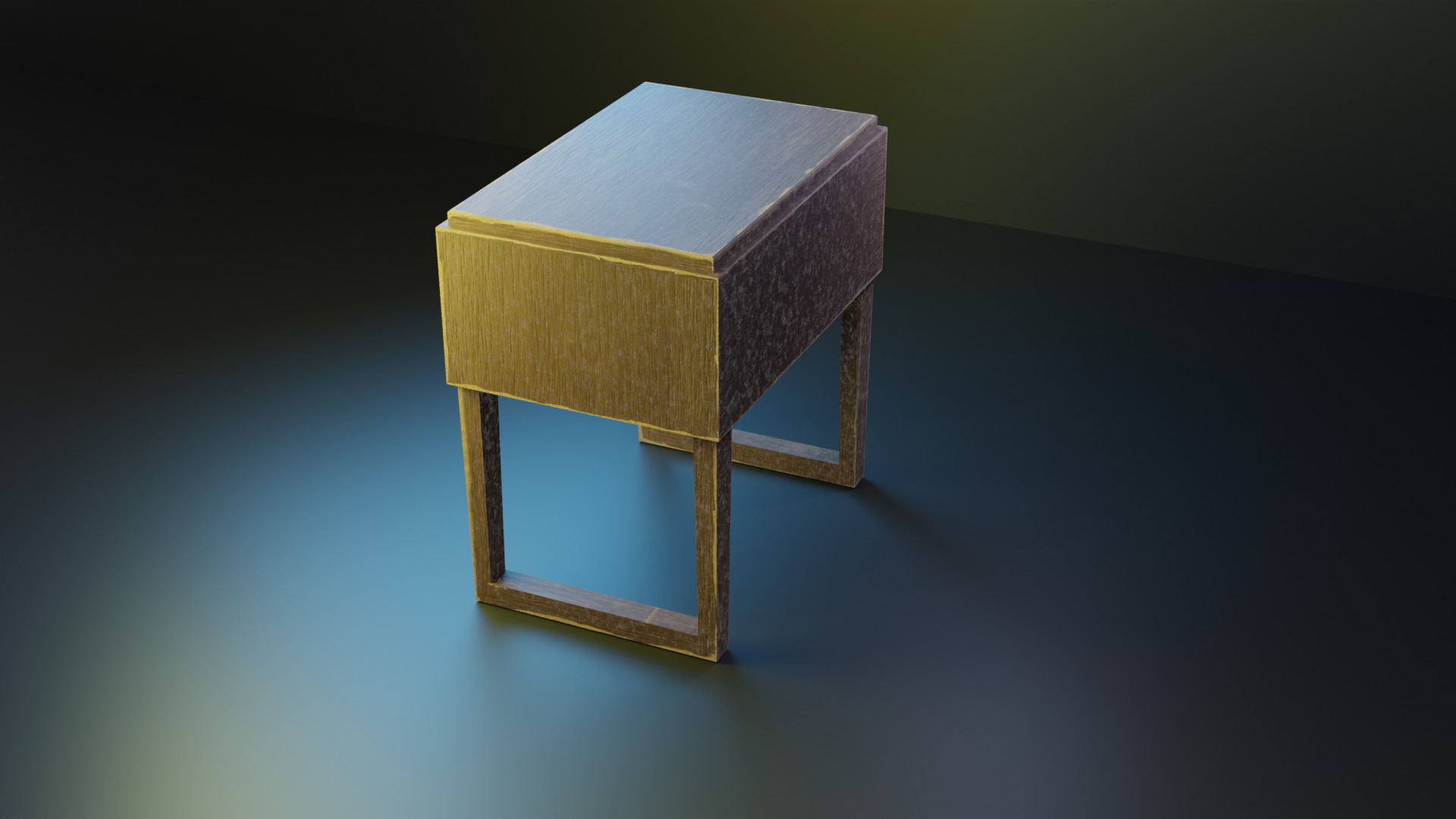 Wooden Nightstand 3D model_2