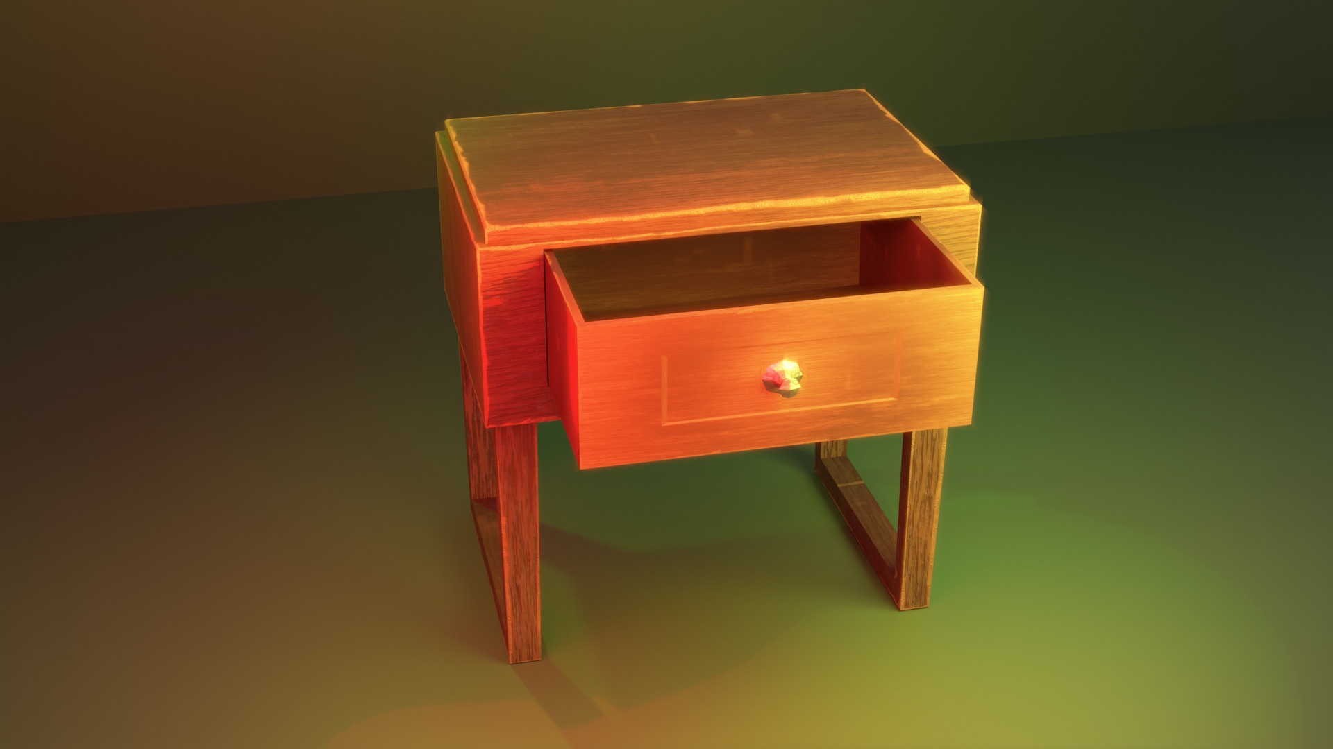Wooden Nightstand 3D model_7