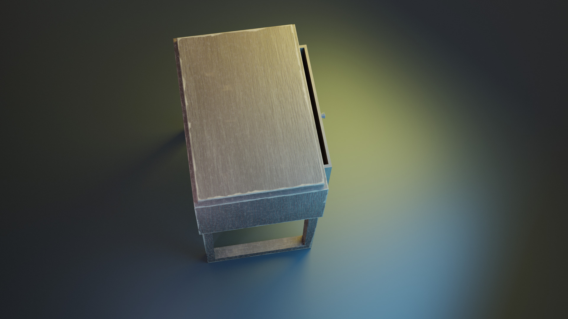 Wooden Nightstand 3D model_3