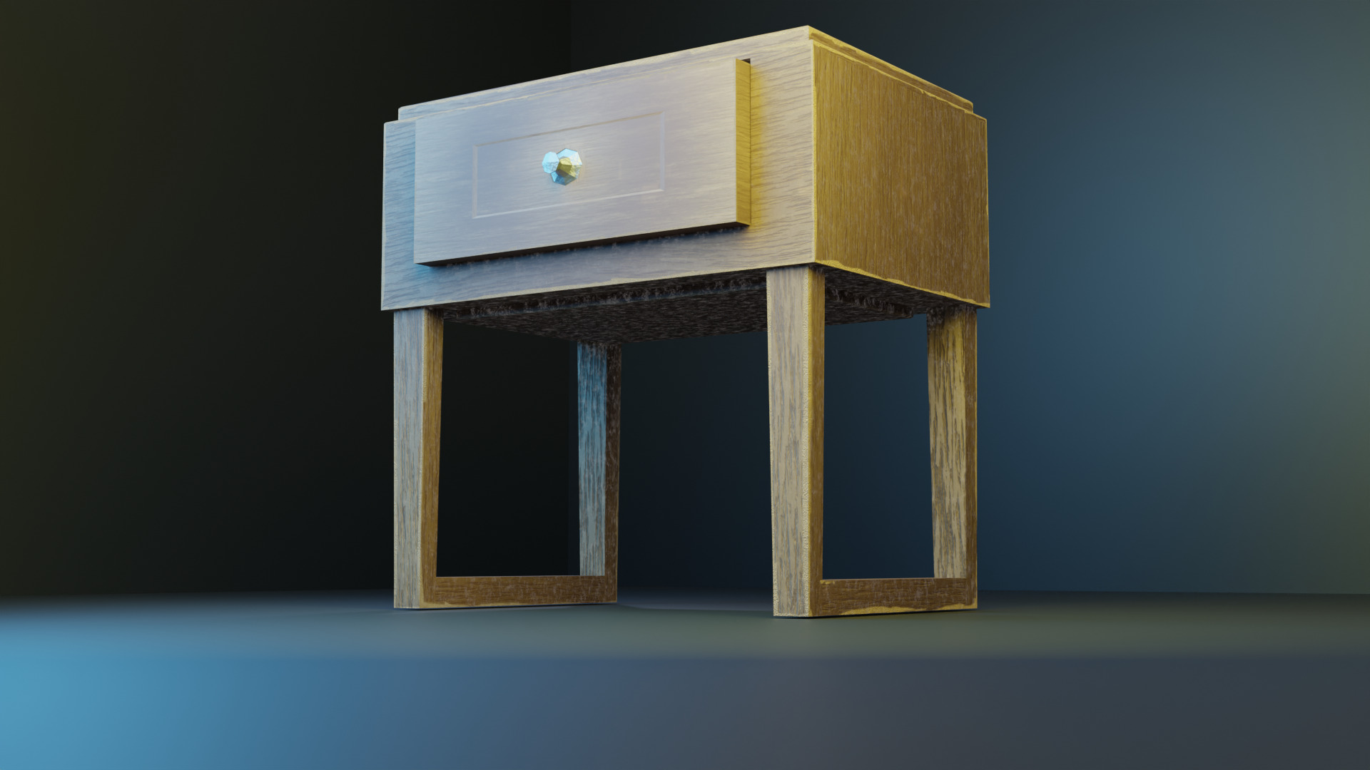 Wooden Nightstand 3D model_4