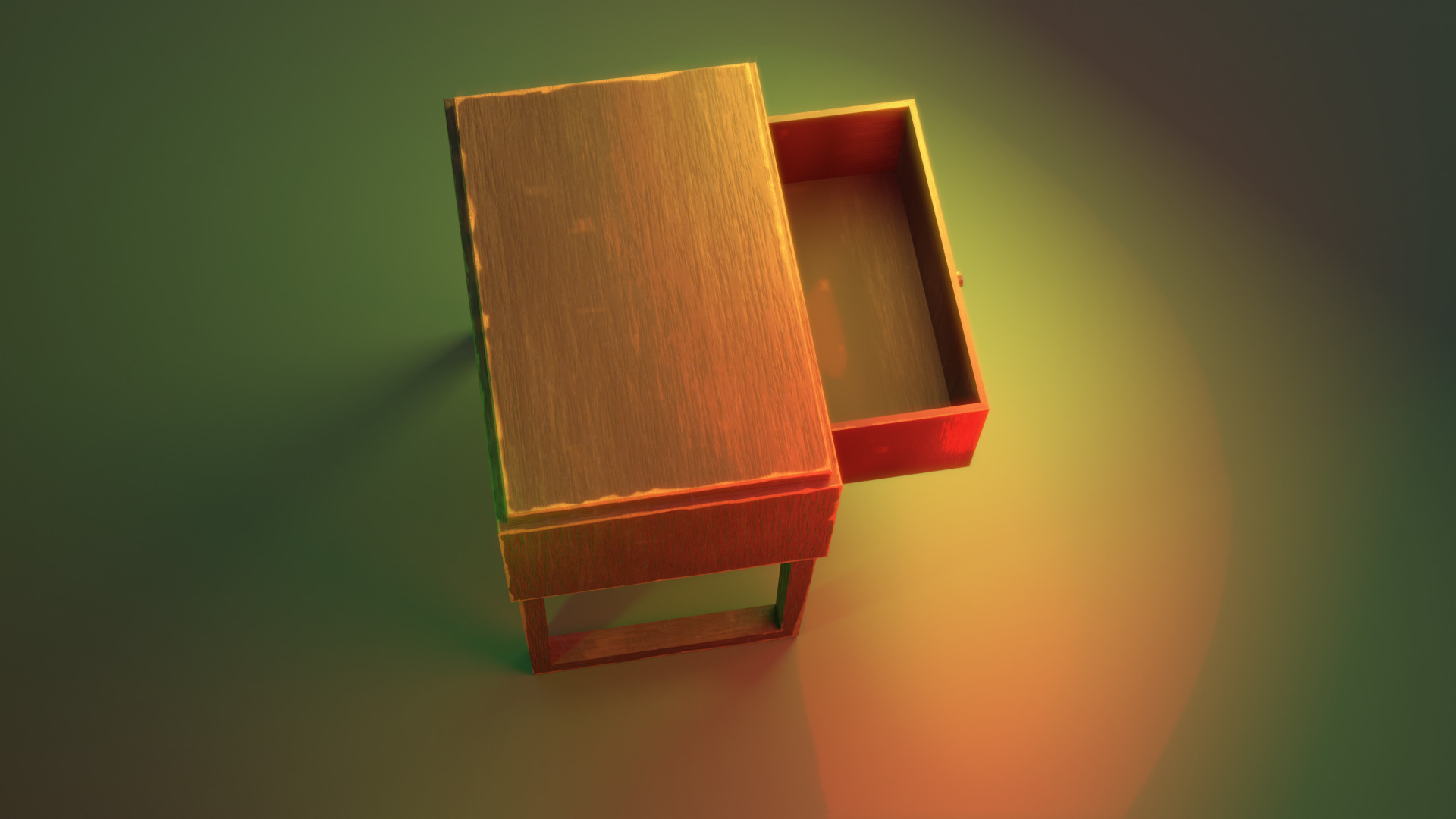 Wooden Nightstand 3D model_6