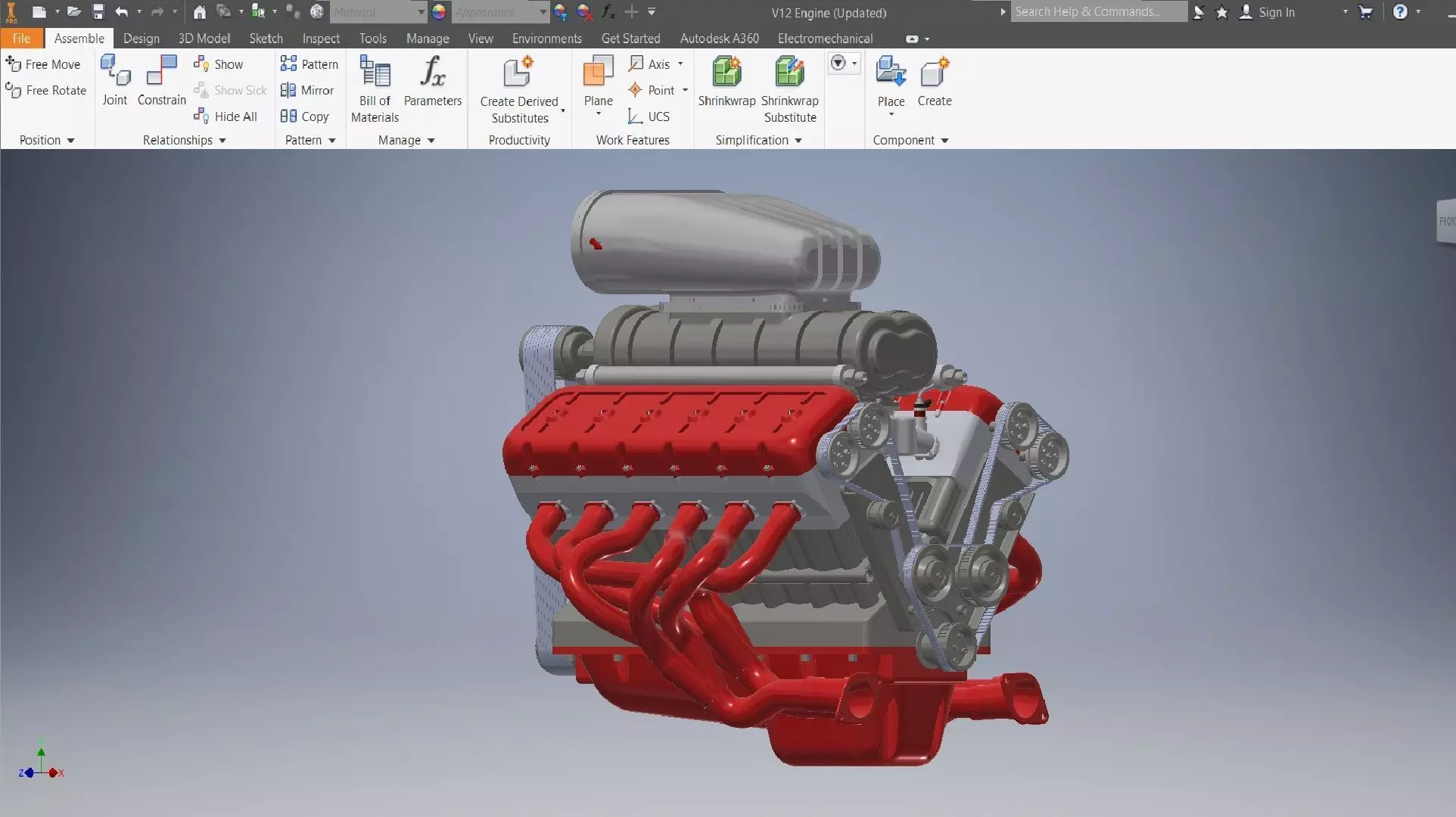 V12 turbo compressor Engine 3D model_0