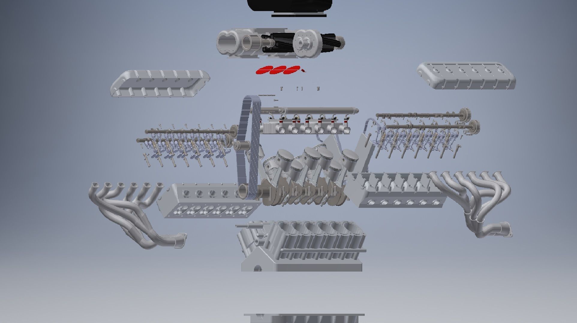 V12 turbo compressor Engine 3D model_8