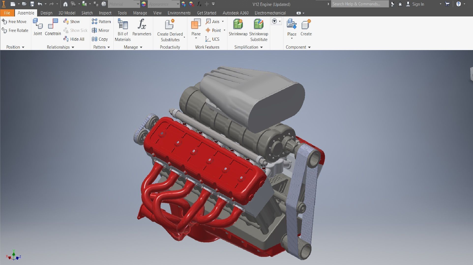 V12 turbo compressor Engine 3D model_2
