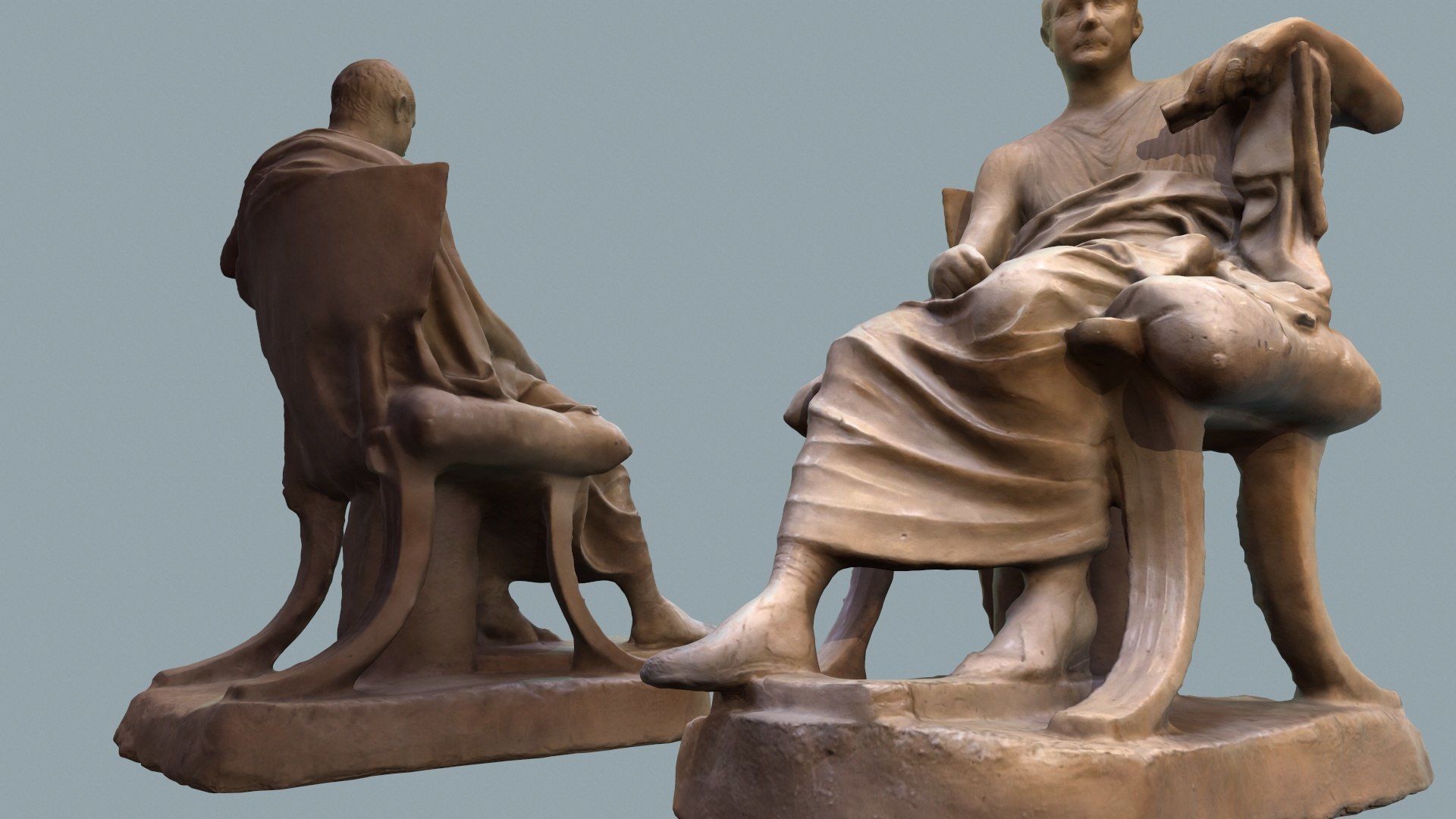 Cast of Menander seated sculpture of a sitting man  high-poly 3D model_7