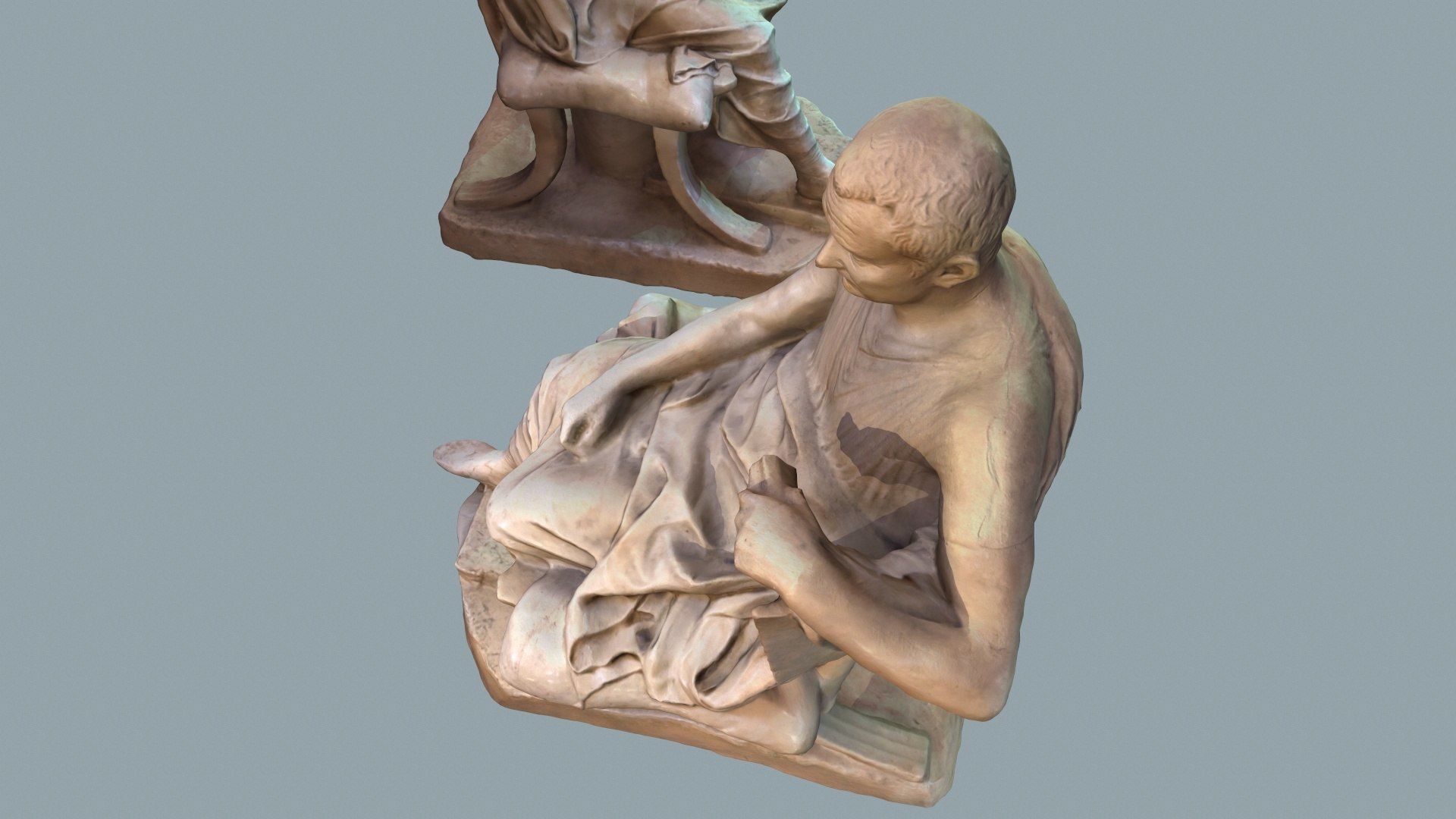 Cast of Menander seated sculpture of a sitting man  high-poly 3D model_8