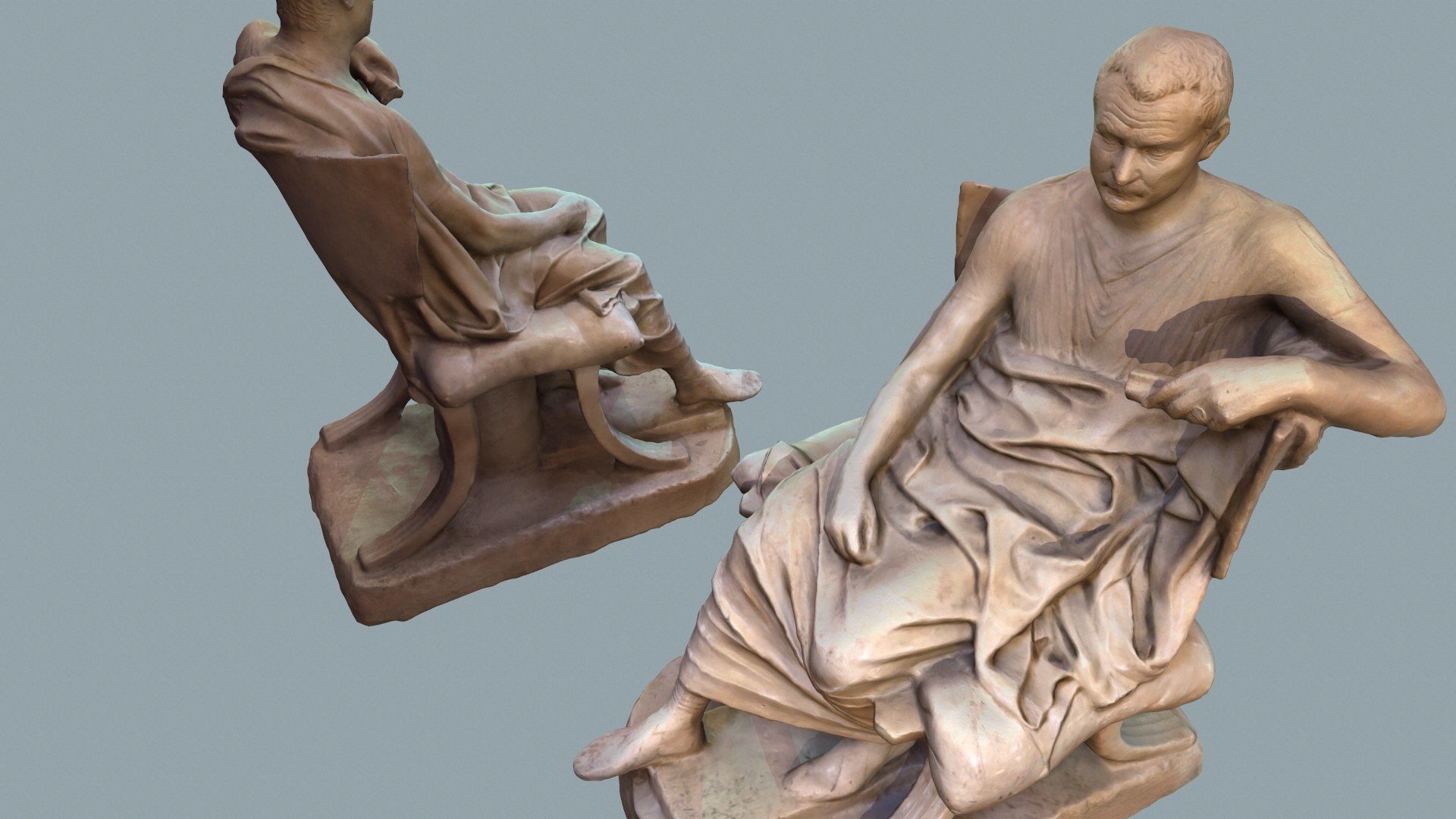 Cast of Menander seated sculpture of a sitting man  high-poly 3D model_5