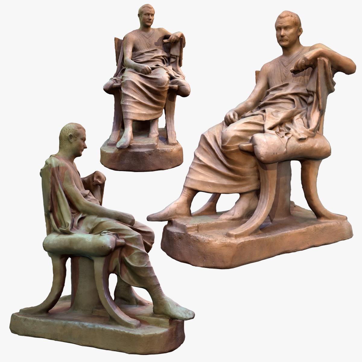 Cast of Menander seated sculpture of a sitting man  high-poly 3D model_1