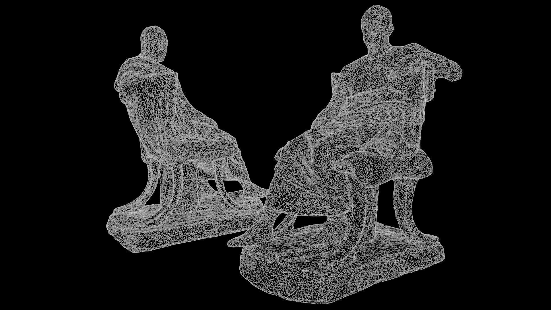 Cast of Menander seated sculpture of a sitting man  high-poly 3D model_12