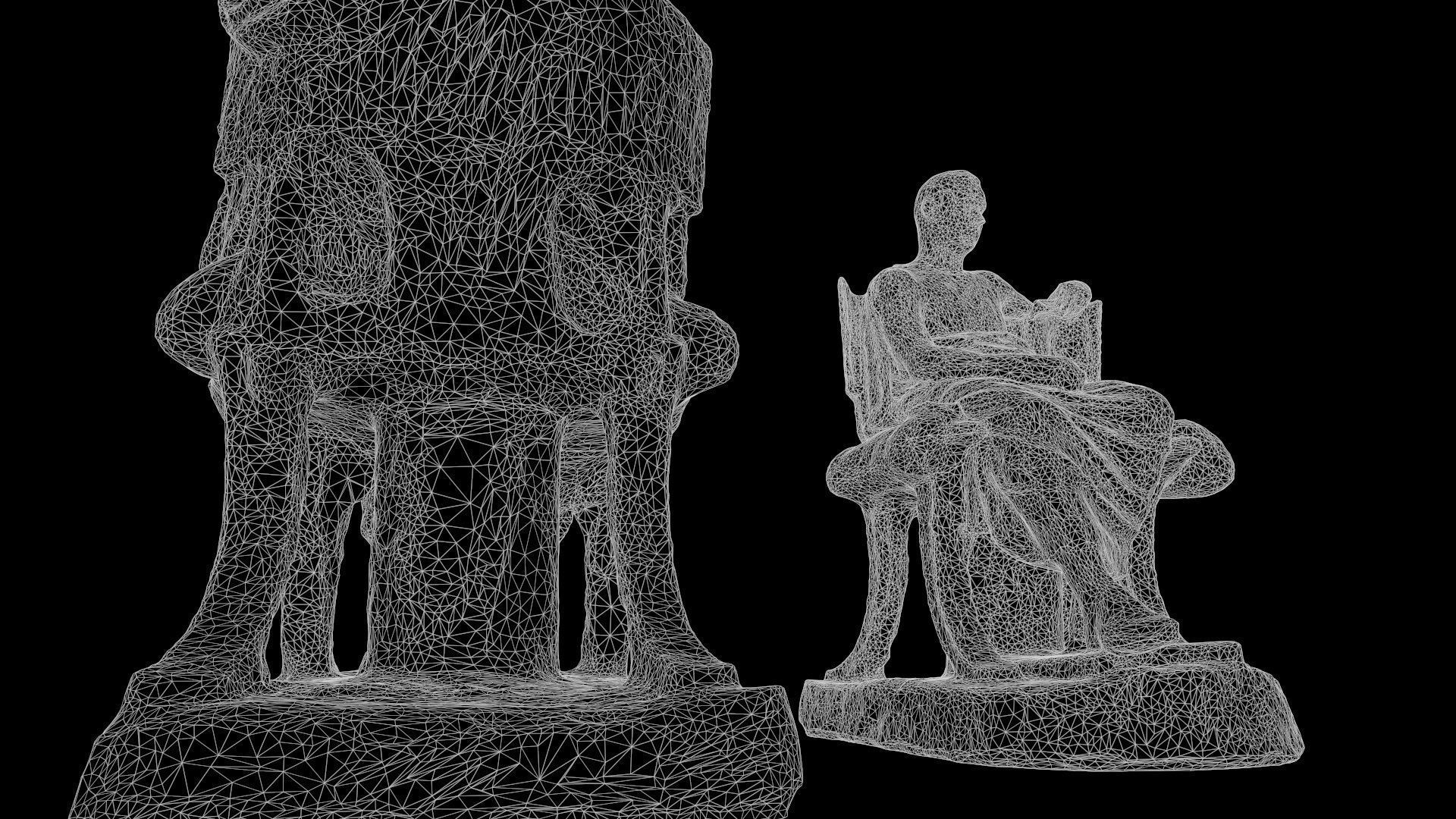 Cast of Menander seated sculpture of a sitting man  high-poly 3D model_15