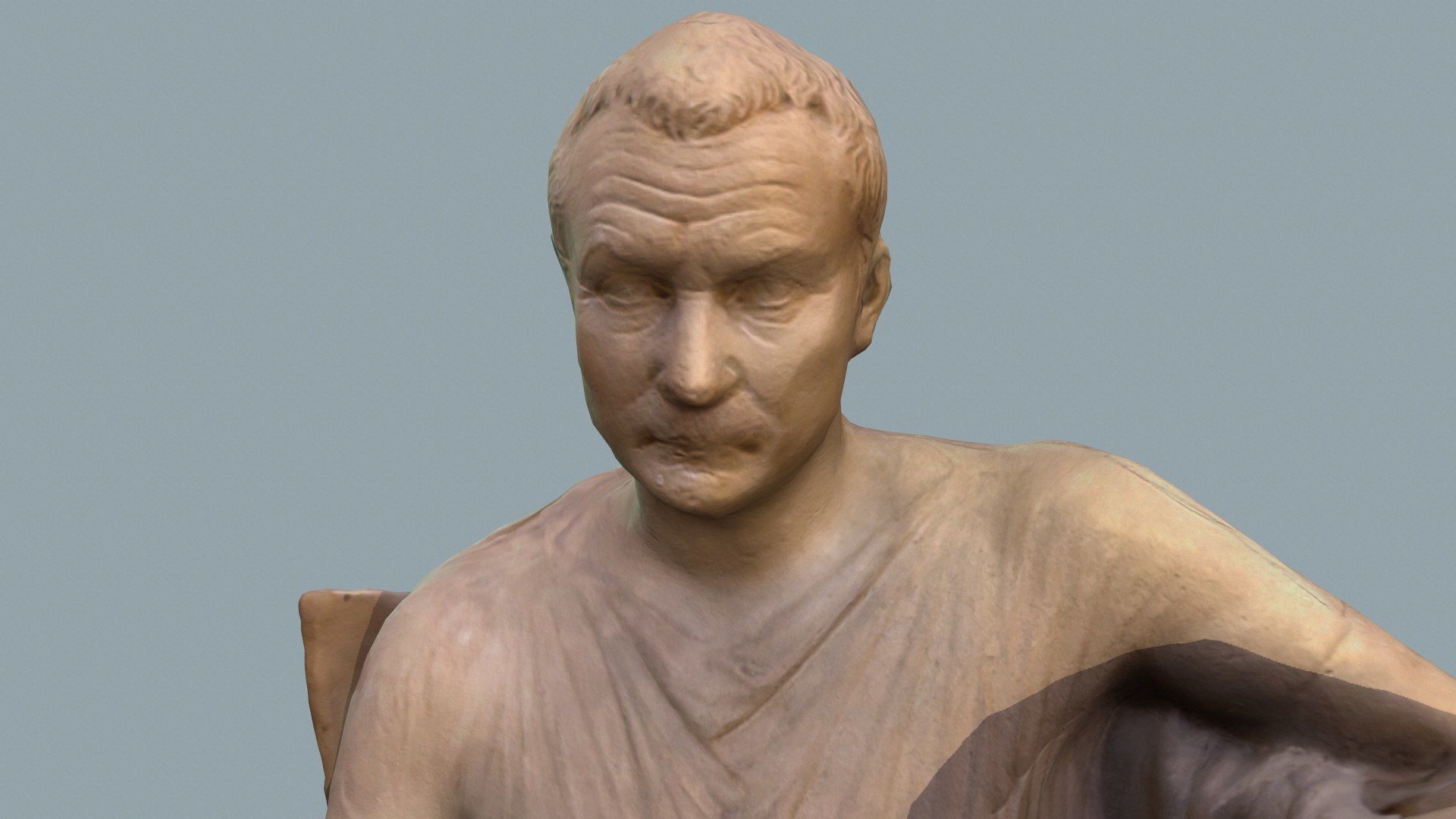 Cast of Menander seated sculpture of a sitting man  high-poly 3D model_9