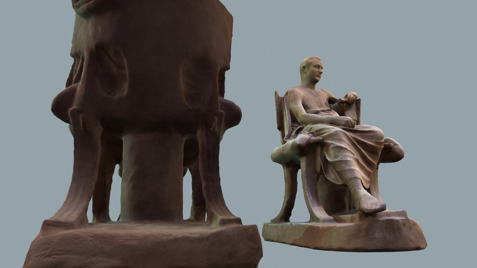 Cast of Menander seated sculpture of a sitting man  high-poly 3D model_6