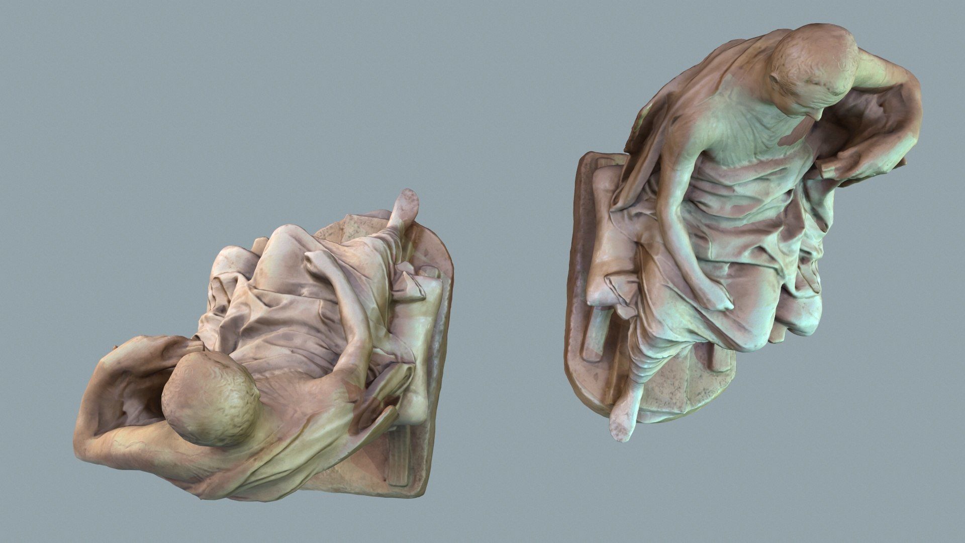 Cast of Menander seated sculpture of a sitting man  high-poly 3D model_4