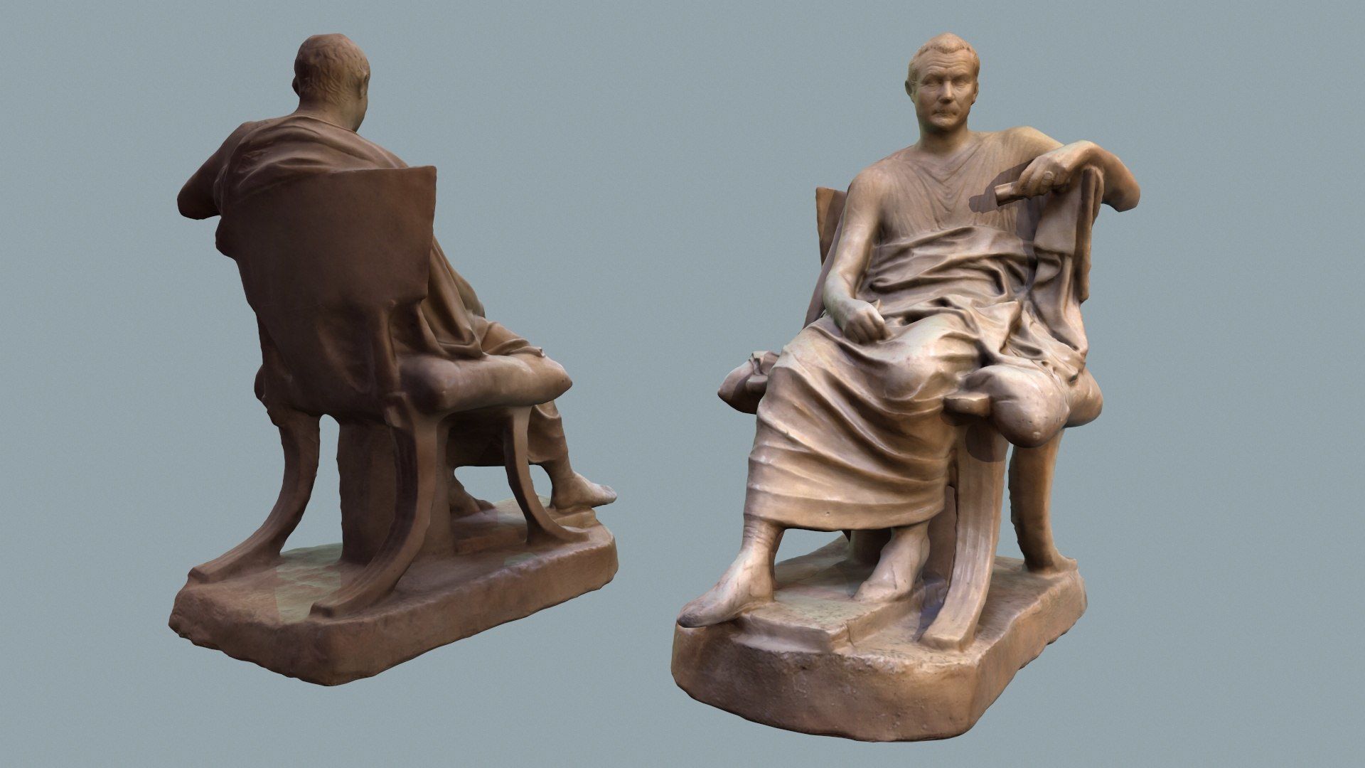 Cast of Menander seated sculpture of a sitting man  high-poly 3D model_2