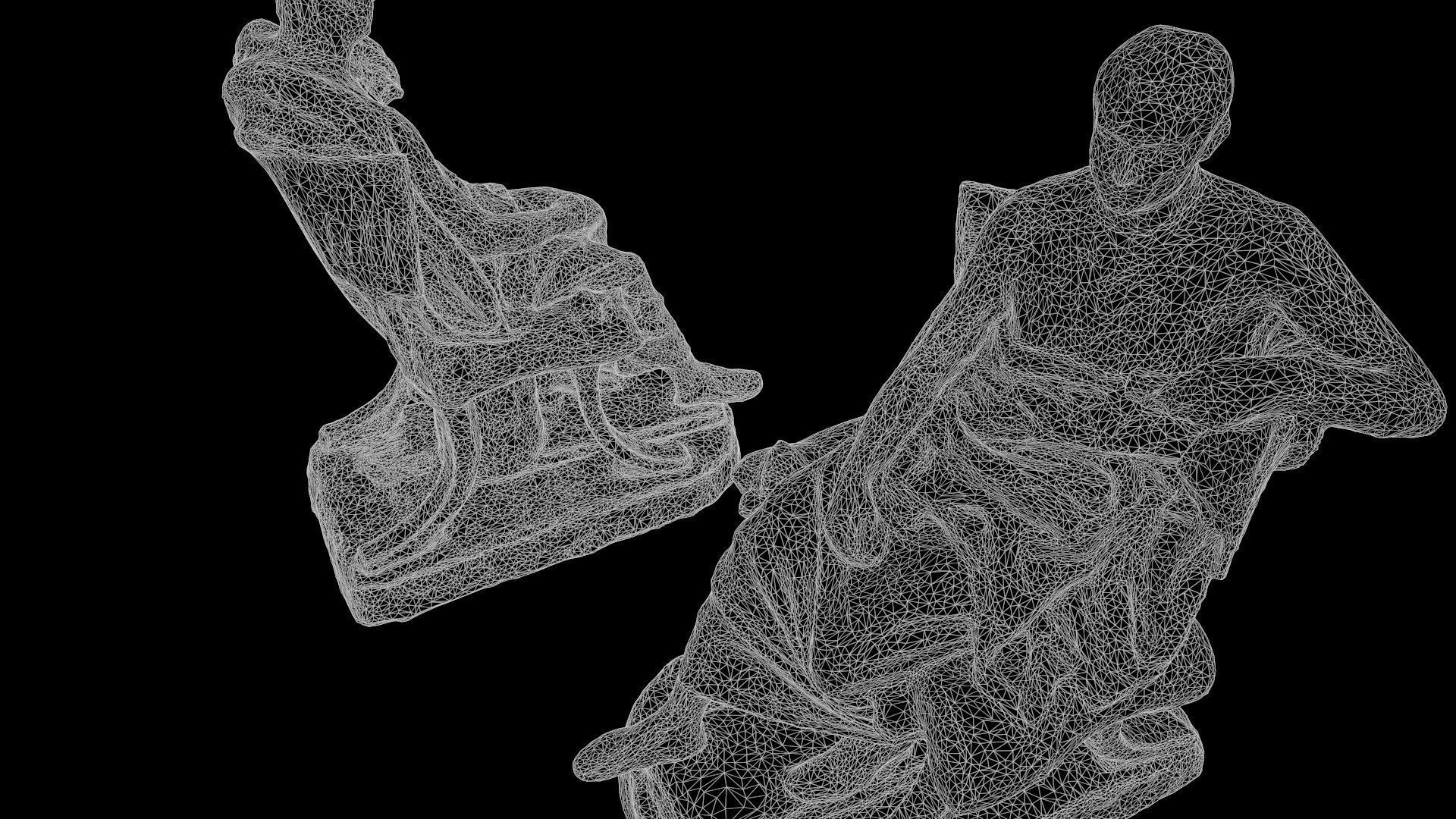 Cast of Menander seated sculpture of a sitting man  high-poly 3D model_14