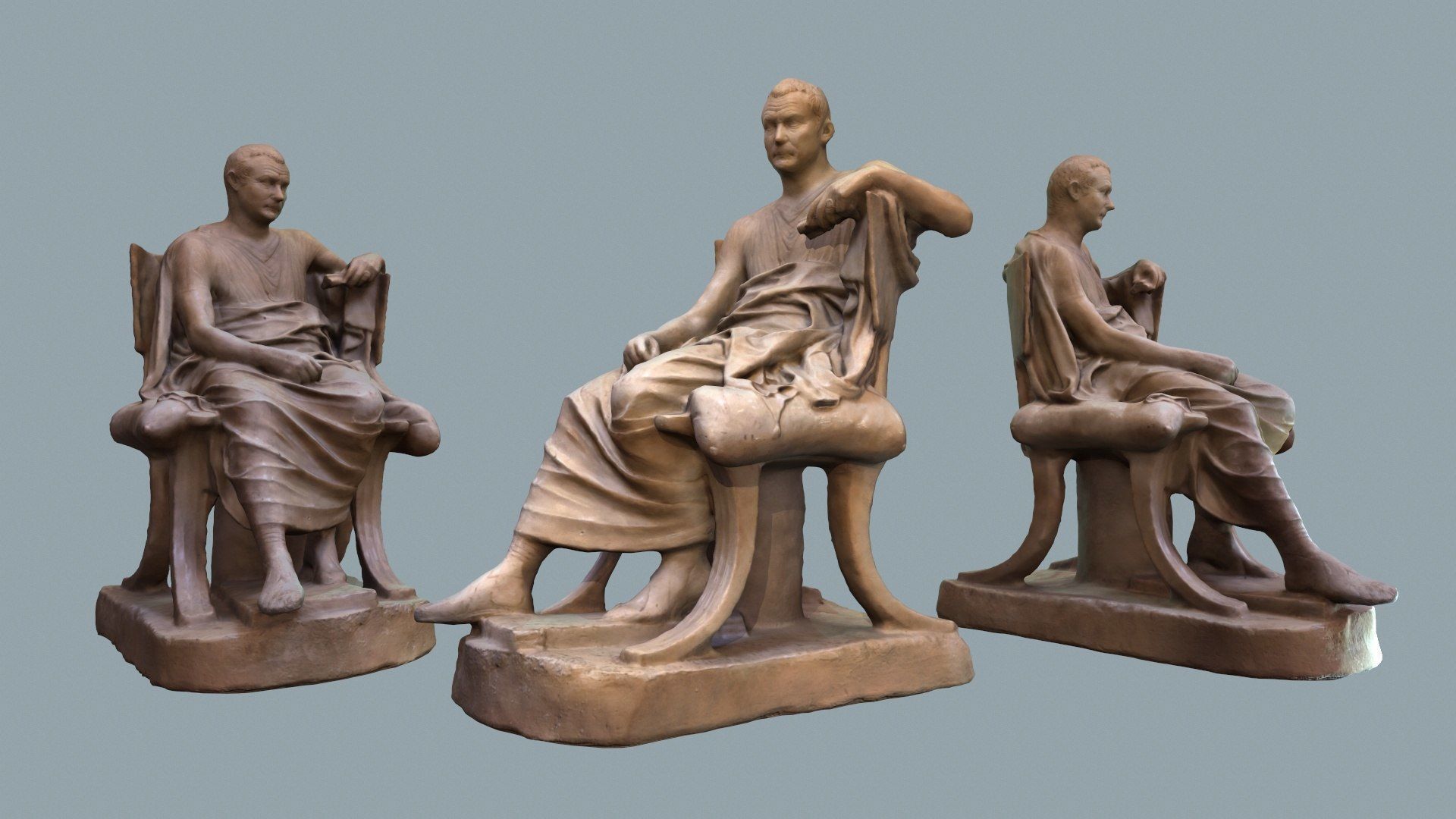 Cast of Menander seated sculpture of a sitting man  high-poly 3D model_10