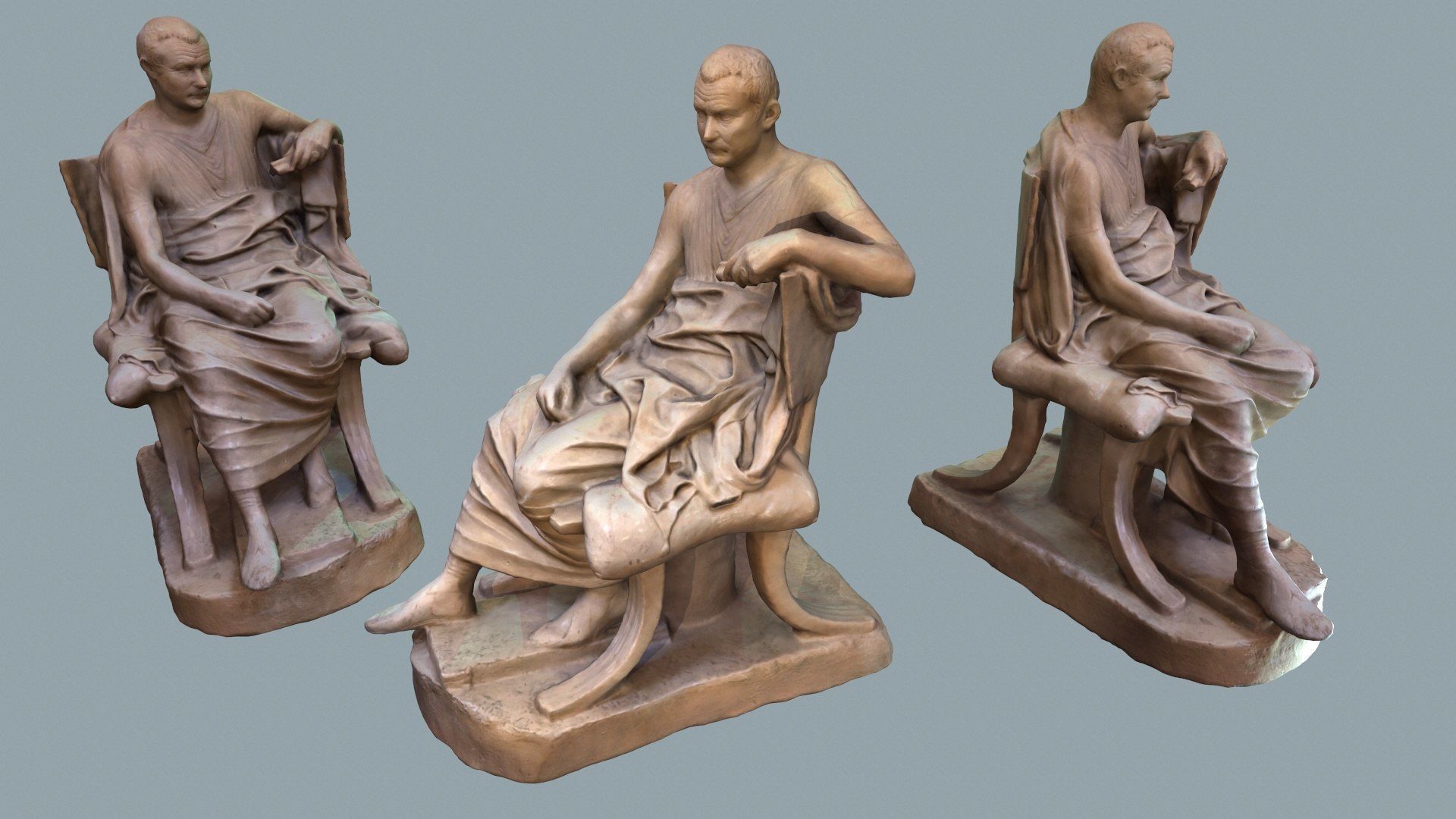 Cast of Menander seated sculpture of a sitting man  high-poly 3D model_11