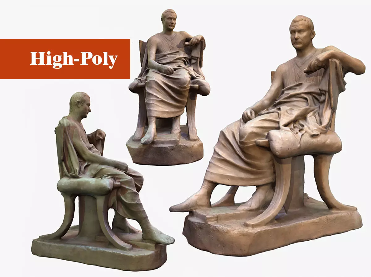 Cast of Menander seated sculpture of a sitting man  high-poly 3D model_0
