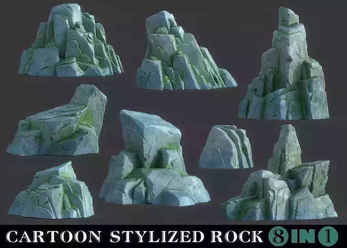 Cartoon  Stylized  Rock  Collcetion Low-poly 3D model
