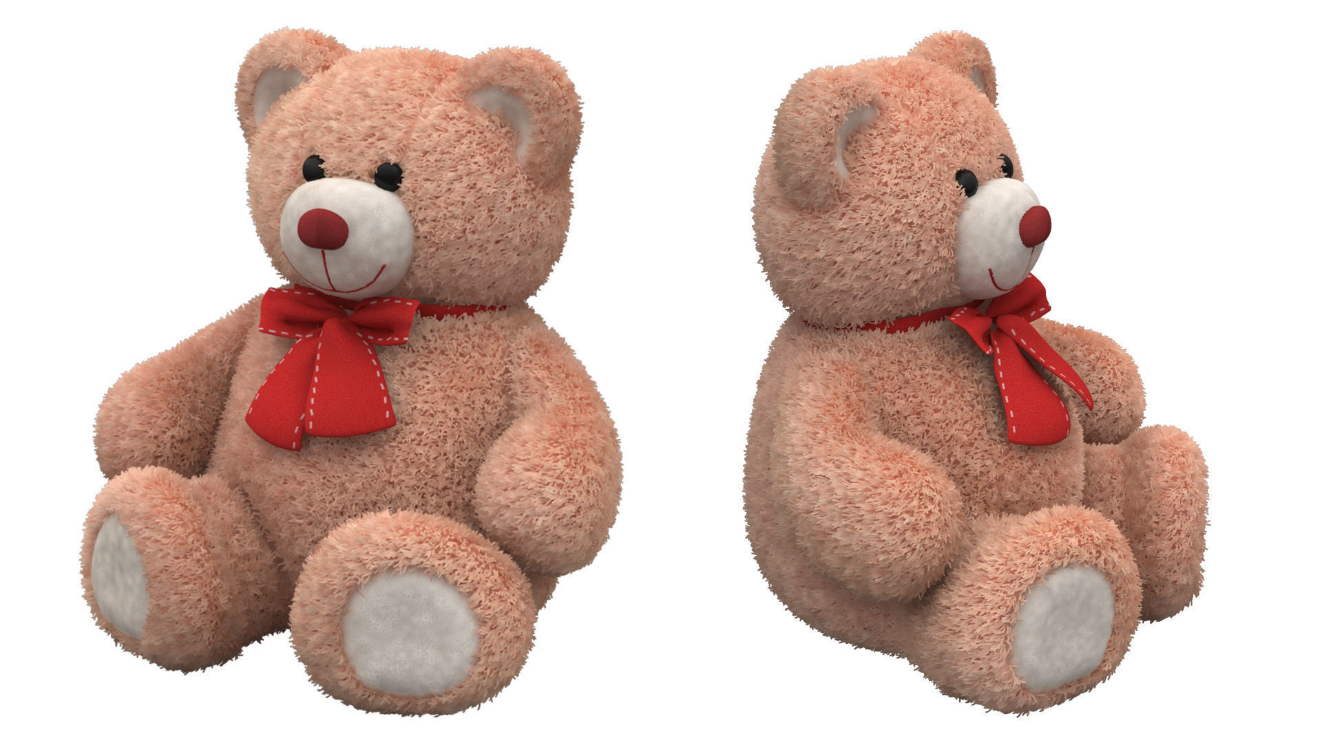 toy teddy bear brown with a bow VRay Fur 3D model_4