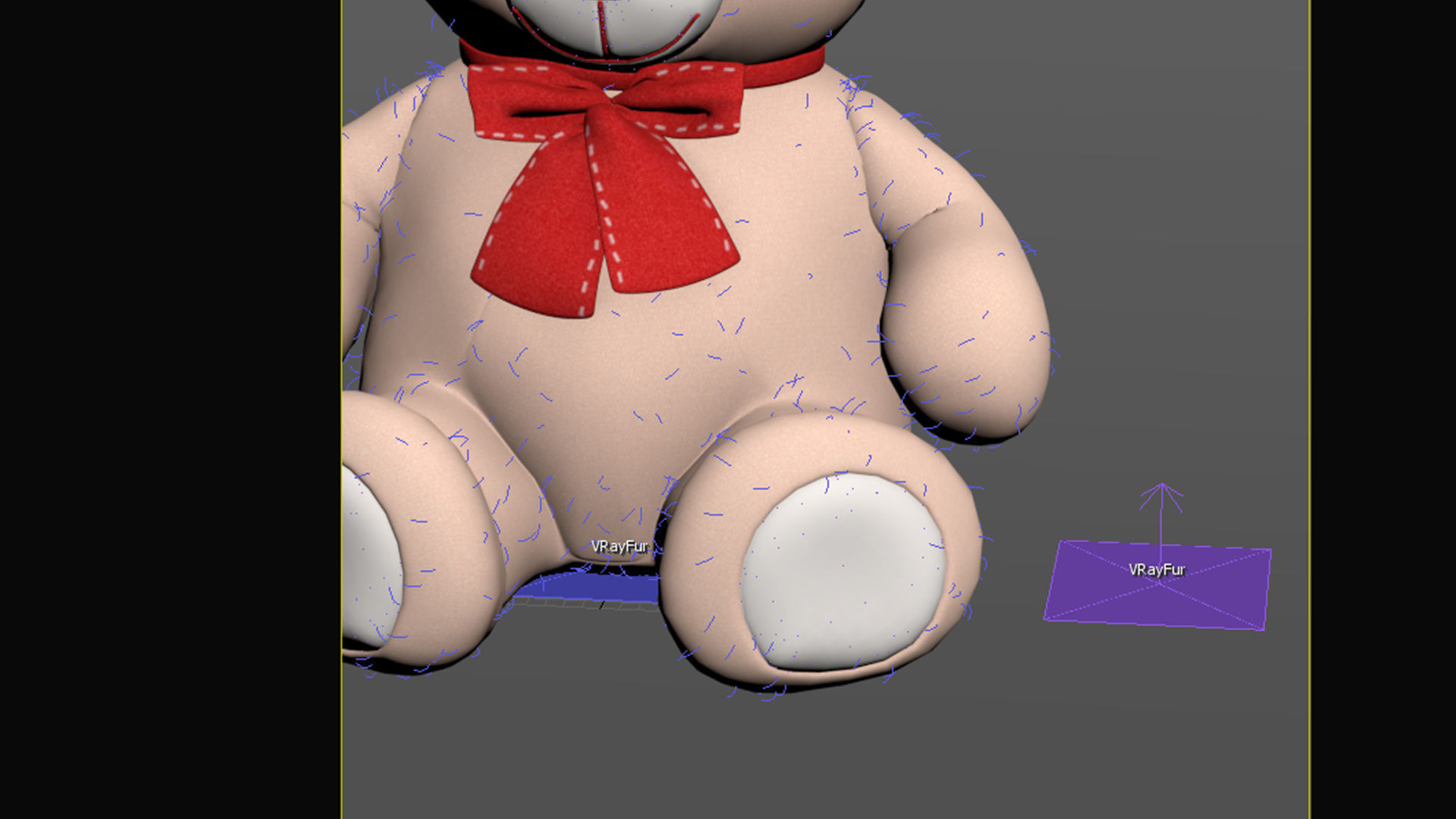 toy teddy bear brown with a bow VRay Fur 3D model_14