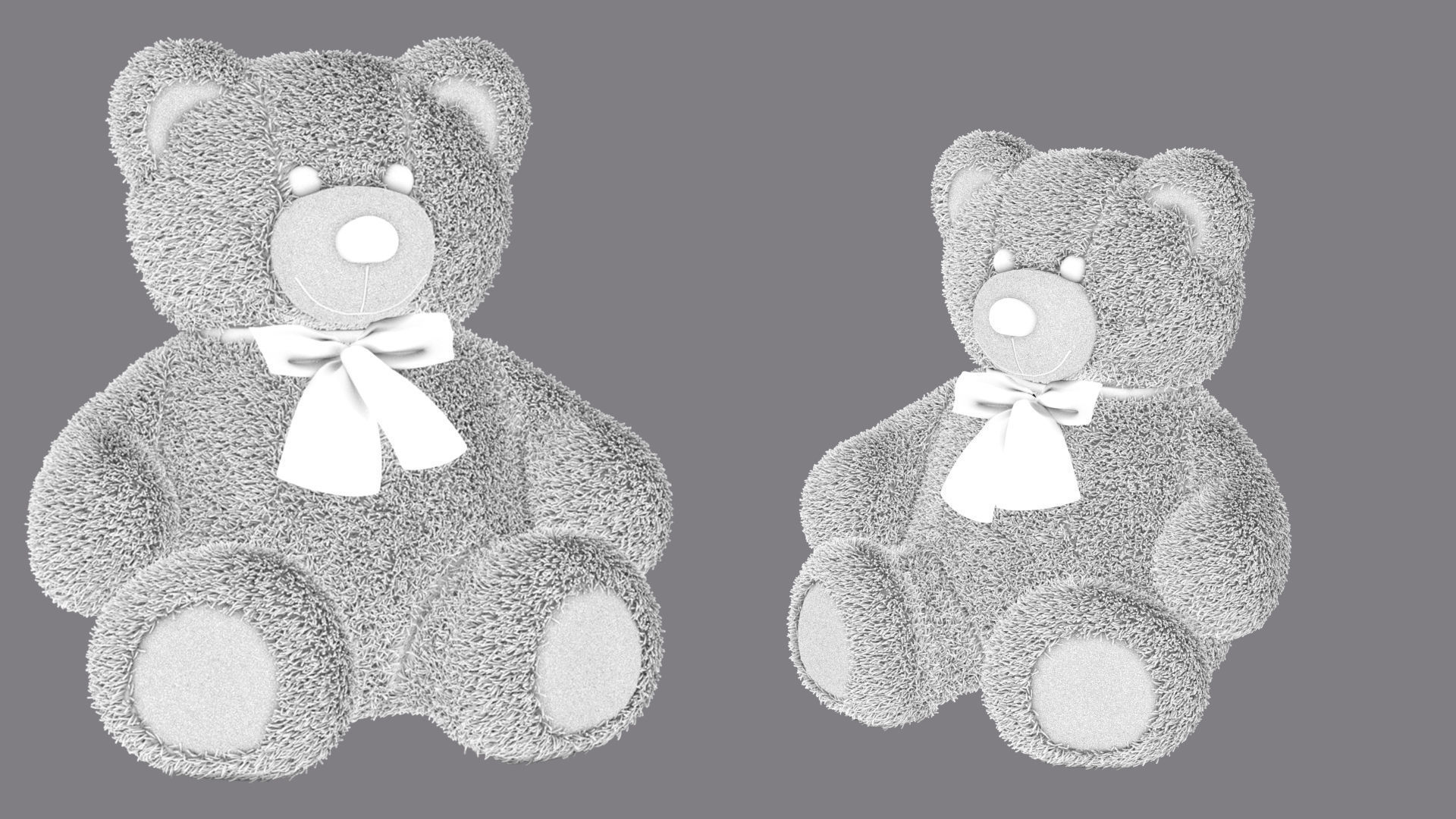 toy teddy bear brown with a bow VRay Fur 3D model_8