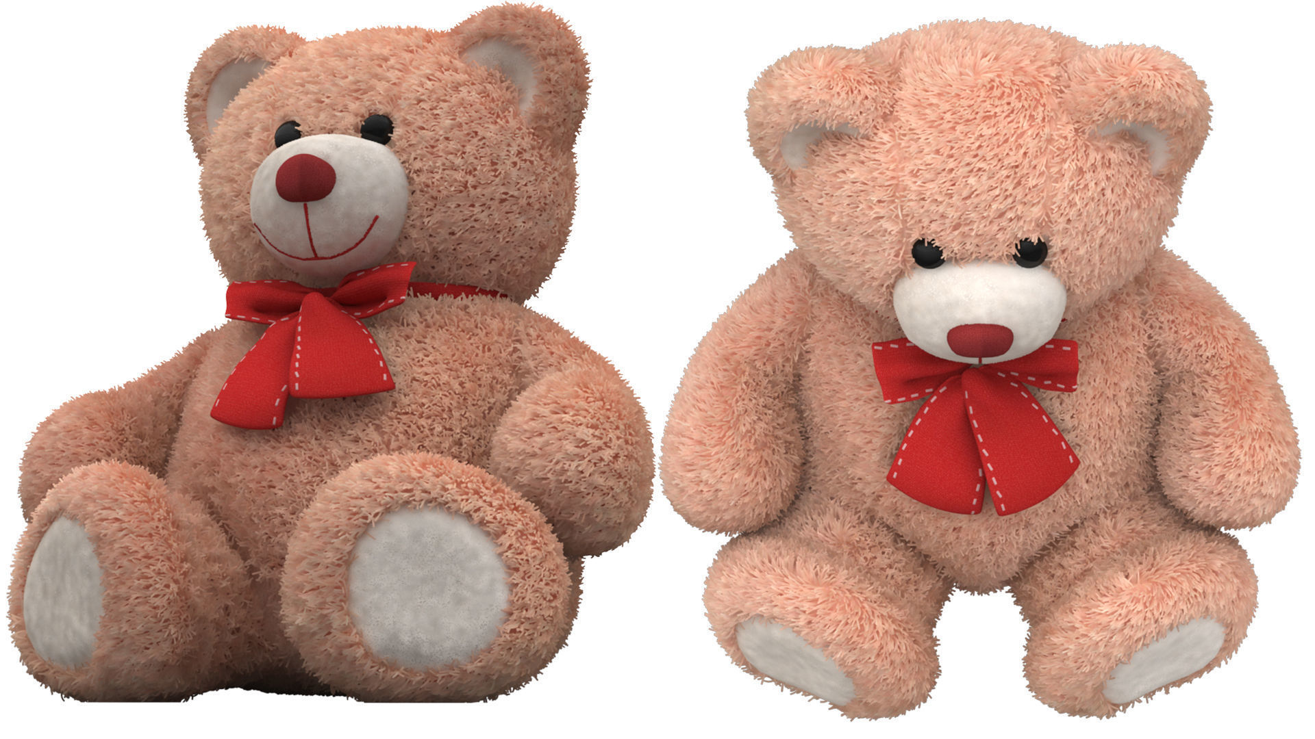 toy teddy bear brown with a bow VRay Fur 3D model_5