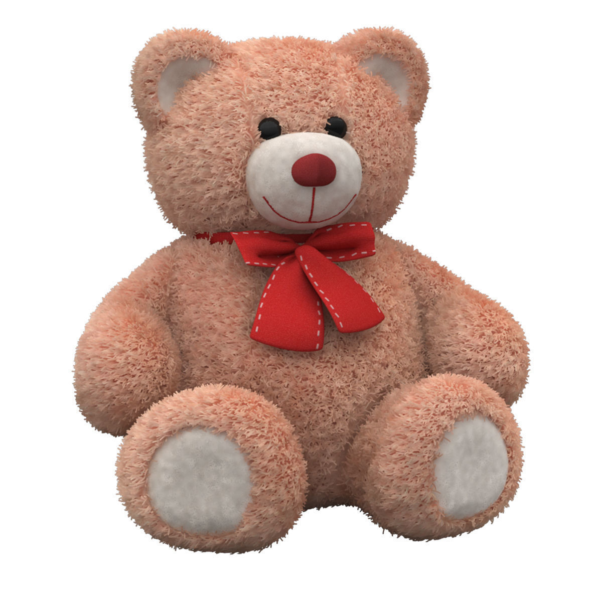 toy teddy bear brown with a bow VRay Fur 3D model_1