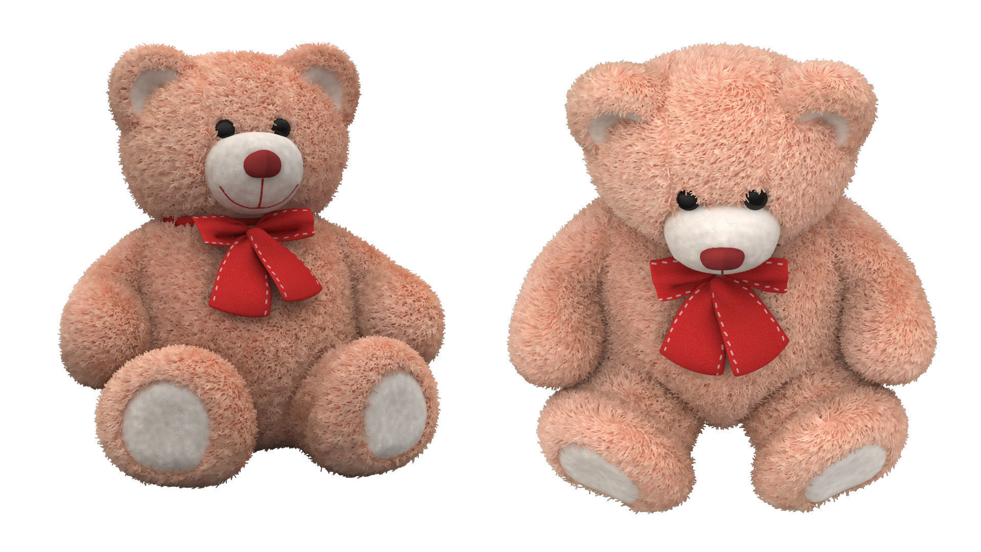 toy teddy bear brown with a bow VRay Fur 3D model_2